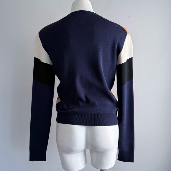 Mulberry England Silk Cotton Knit Sweater S Geometric Chevron Italy Luxury - Picture 4 of 13